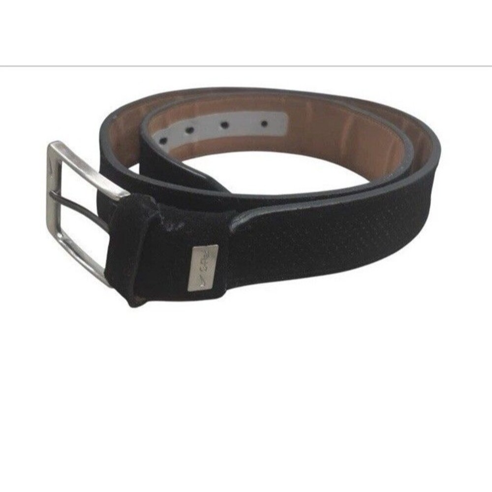 Nike Mesh G-Flex Black Golf Genuine Leather Belt Men's Size 34 Textured